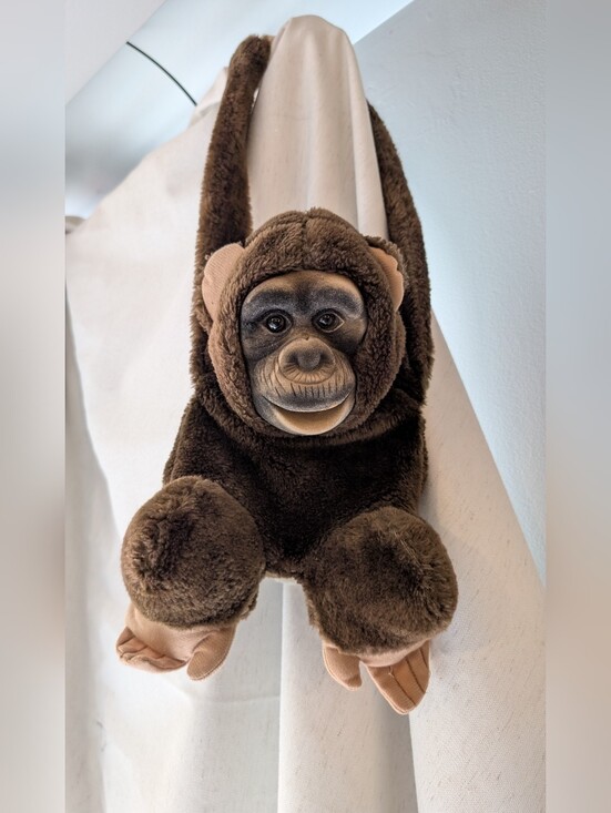 Other - Vintage Hosung Plush Chimp Hand Puppet w Flocked Vinyl Face, Long Arms, Squeaker